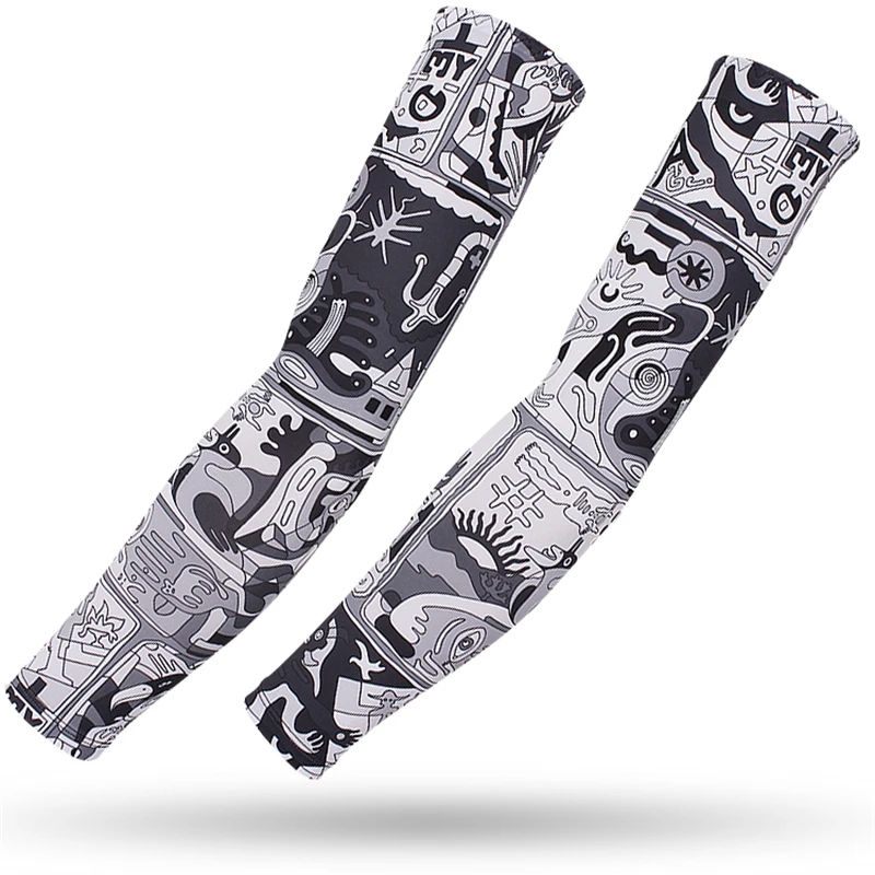 Sun Protection Arm Sleeves Basketball Sleeve Tattoo Sun Protection Running Arm Cover Ladies Arm Warmer Bicycle Cycling Cuff 2Pcs Women's Cycling Braces Gym