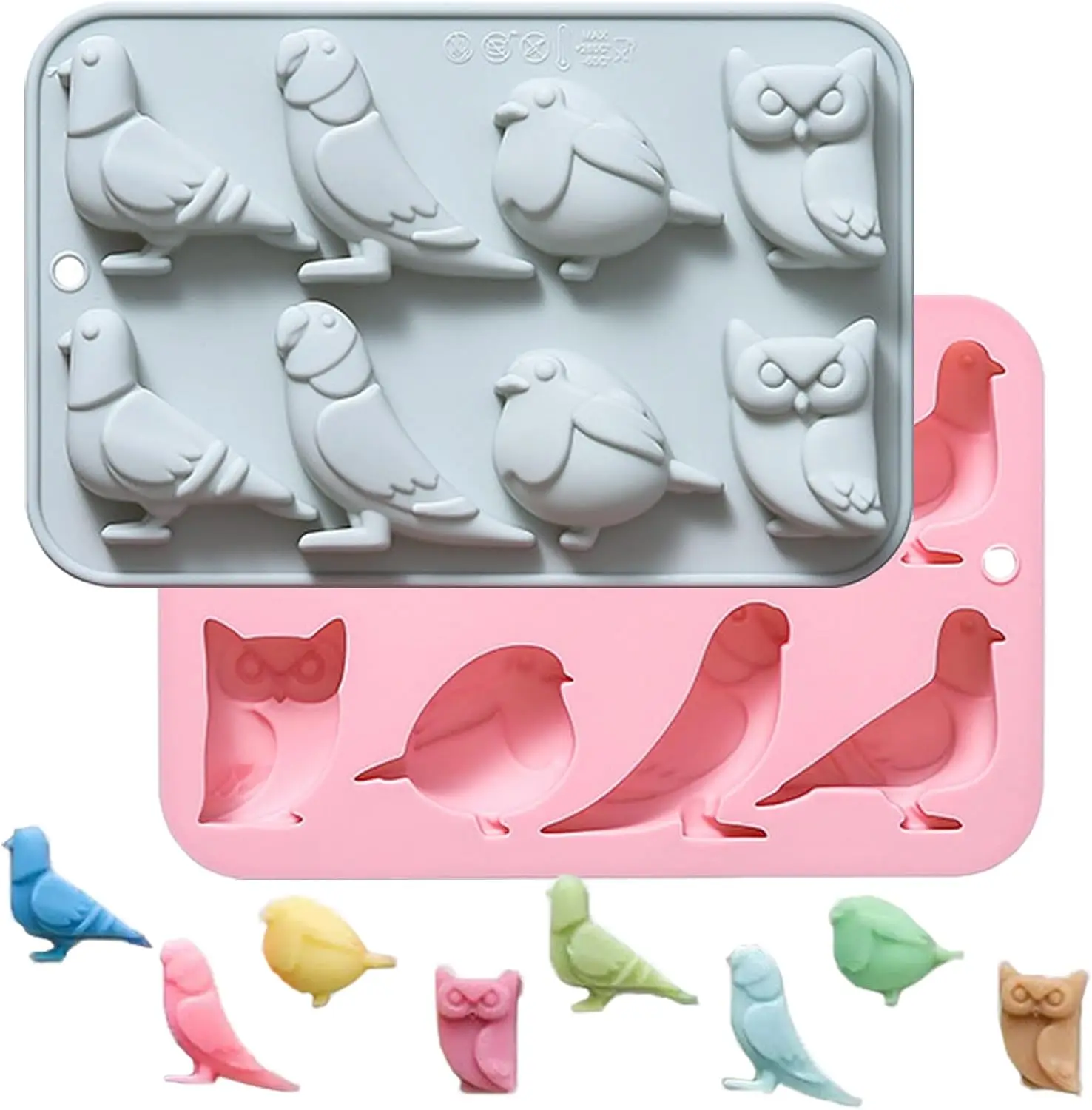 Moule en Silicone – Motifs avec Deux Oiseaux pour Pâte à Sucre et Fondant main image 1