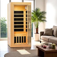 Far Infrared Sauna1 Person Hemlock Wood Dry Sauna Low EMF Heaters Panels Spa Indoor Sauna with Intelligent Control Panel 1
