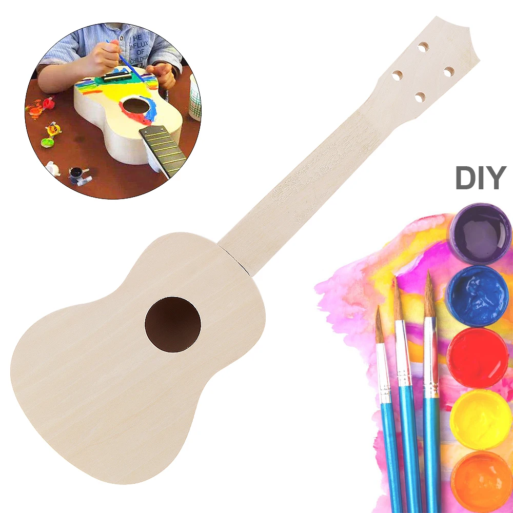 DIY Ukulele 21 Inch Kit Deer Sound Hole Basswood Soprano Hawaii Guitar Handwork Painting for Parents-child Campaign ukulele set