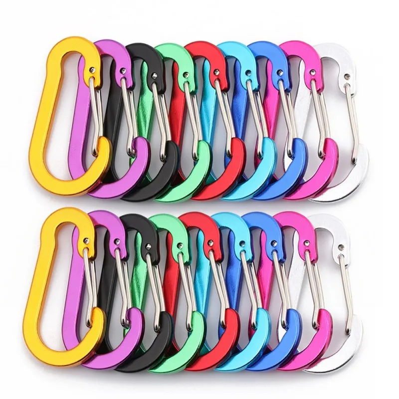12/24pcs Outdoor Camping Carabiner Clip Aluminum Mountaineering Buckle Multi Tool Keychain Buckle Karabiners Climbing Acessories