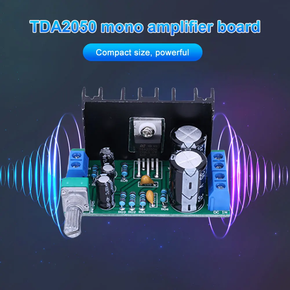 TDA2050 모노 오디오 전력 증폭기 보드 10-100W 스테레오 증폭기 보드 1채널 오디오 증폭기 출력 모듈 DC/AC 12-24V