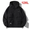 Black Waterproof Windbreak Cargo Jackets Plus Size 12XL Fashion Casual Solid Color Jackets Big Size 12XL Coats Male 1