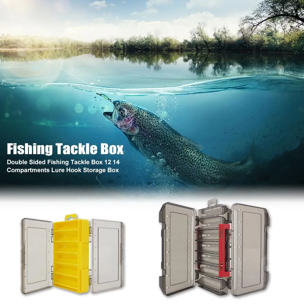 12/14 compartments Fishing Tackle Box Double-sided Fishing Lure Bait Case Best 