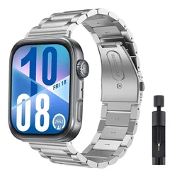 Stainless Steel Adjustable Metal Strap Bracelet for Huawei Fit 4 Pro (Silver and tool)