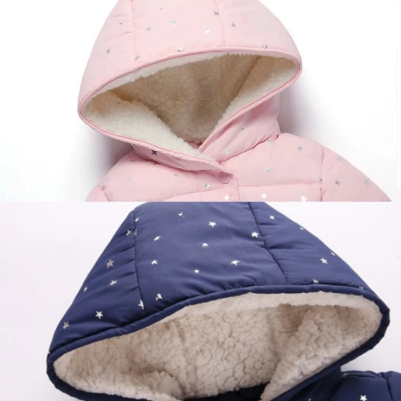 Girl's clothes stars print hooded baby girl coat new stars cotton warm children's jacket children's clothing baby girl coat