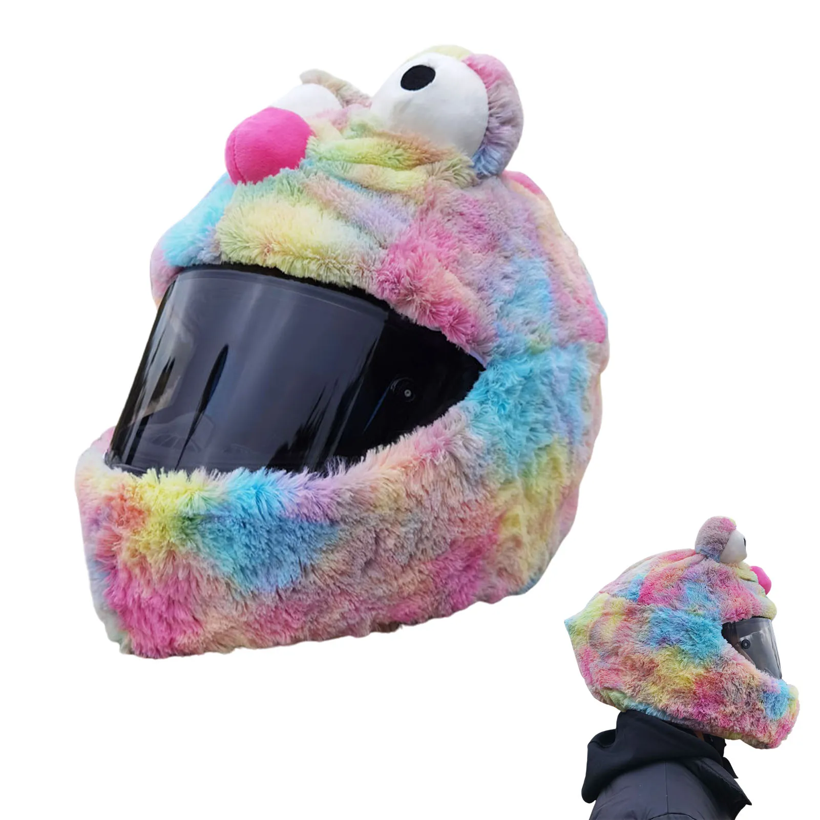 Casque de moto intégral en peluche, accessoires de protection contre la  poussière, housse de chapeau pour l'équitation en plein air, dessin animé  drôle d'animal - AliExpress