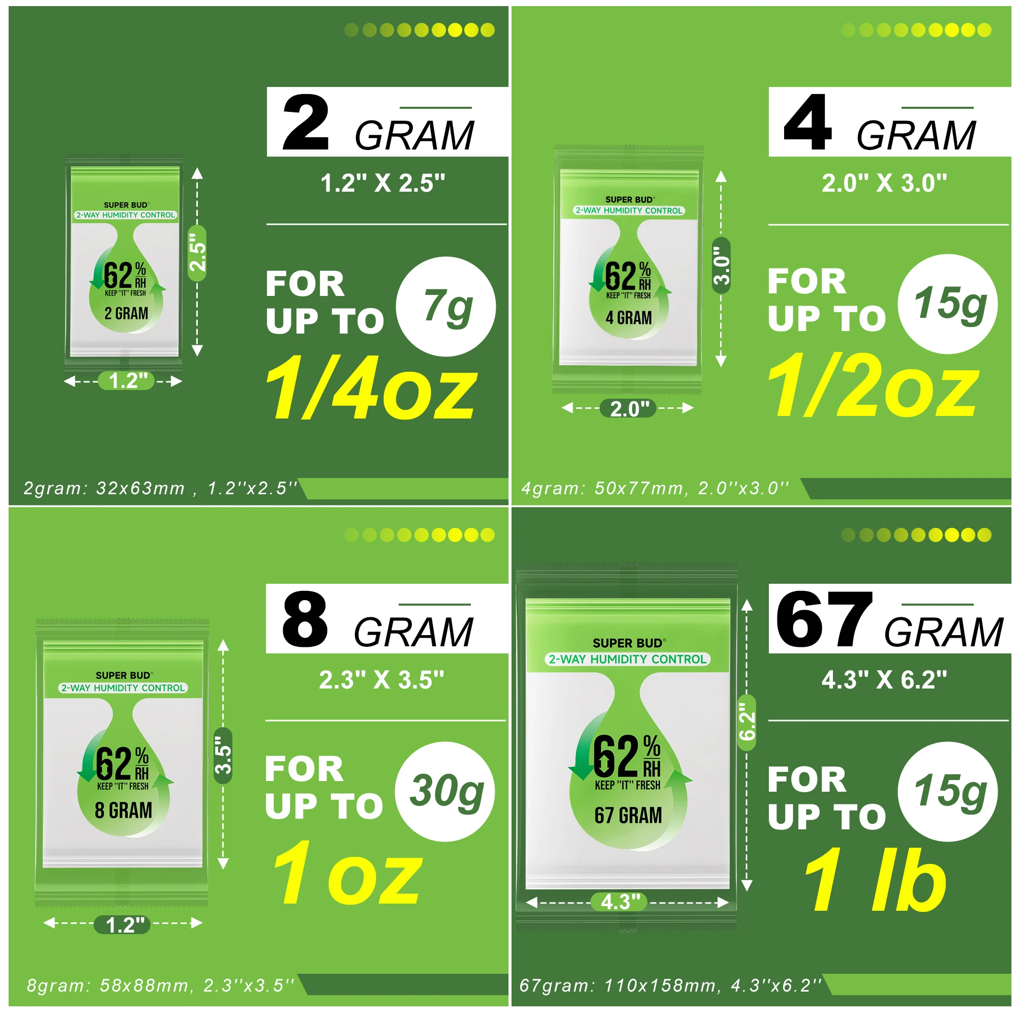 Humidity Control Packs for Herb and Flower Moisture Balance, 62% RH