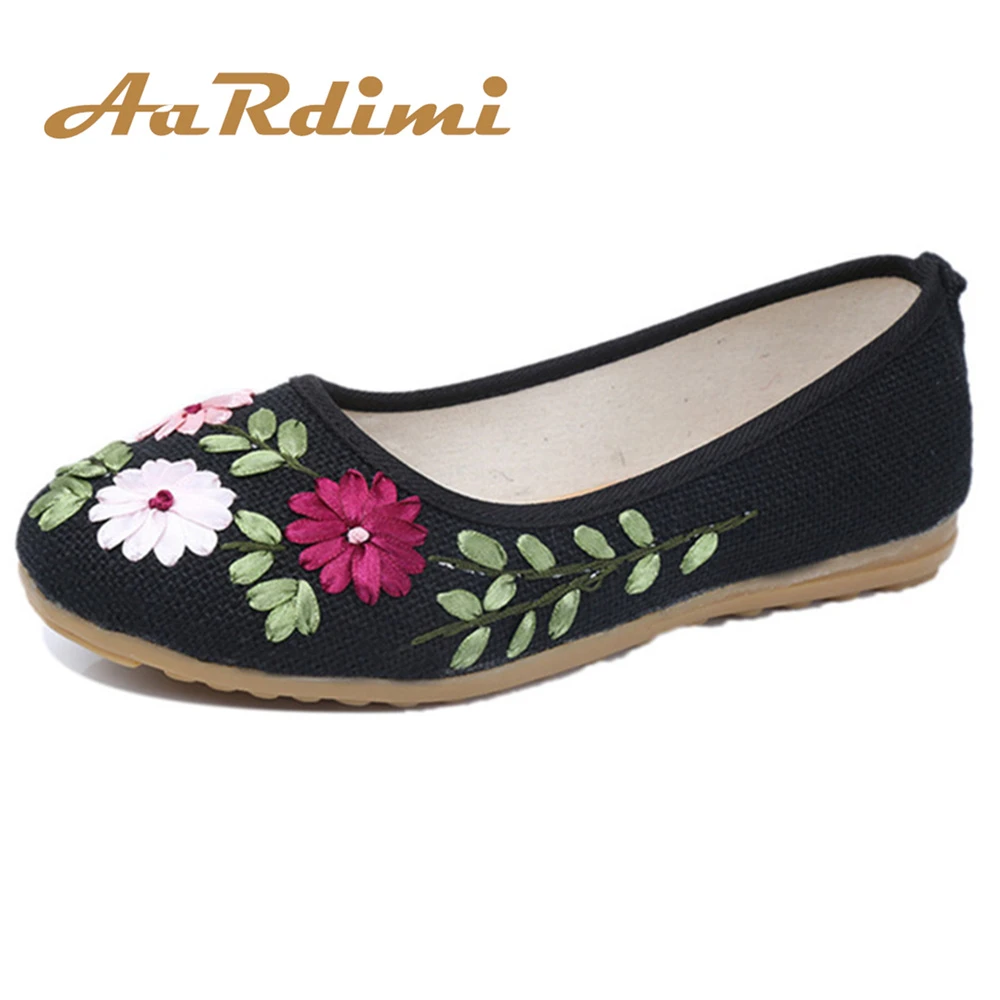 Abardimi zapatos de lona para mujer, bailarinas bordadas, mocasines planos de bailarina, Vintage, informales|flat shoes|shoes flat shoes - AliExpress