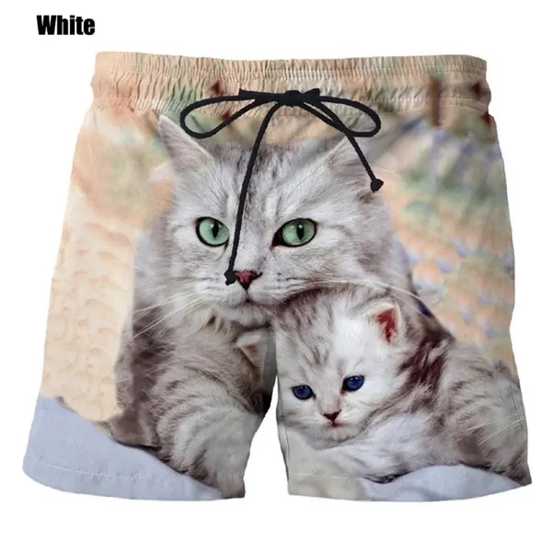 New Fashion Cute Cat Graphic Board Shorts For Men 3D Printed Casual Unisex Funny Animal Beach Swimming Shorts Men Trunks 2