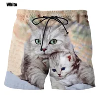 New Fashion Cute Cat Graphic Board Shorts For Men 3D Printed Casual Unisex Funny Animal Beach Swimming Shorts Men Trunks 2