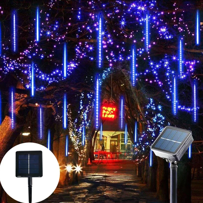 

Solar Lights Outdoor Meteor Shower Led Fairy String Lights Street Garlands Christmas Tree Decorations for Outdoor New Year Decor