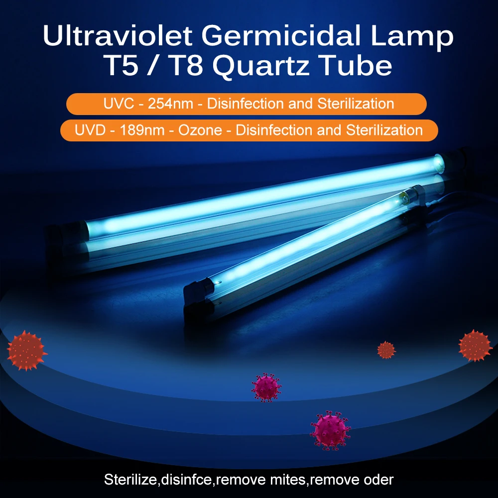 UV Disinfection Lamp 8W 15W Germicidal Light T5 Tube UVC Sterilizer Kill Dust Mite Ozone Sterilizer for Bedroom / Hospital