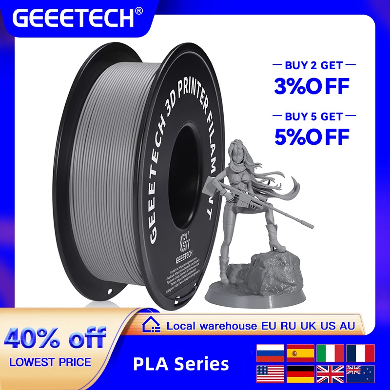 GEEETECH Pure Pla,Silk pla,Matte pla Filament 1kg 1.75mm ±0.03mm For 3D Printer,1KG (2.2LBS) 3D Printing Fast Shipping kingroon petg filament 1kg 1 75mm ±0 03mm for 3d printer pla tpu 2 2lbs 3d printing plastic material eco friendly fast shipping