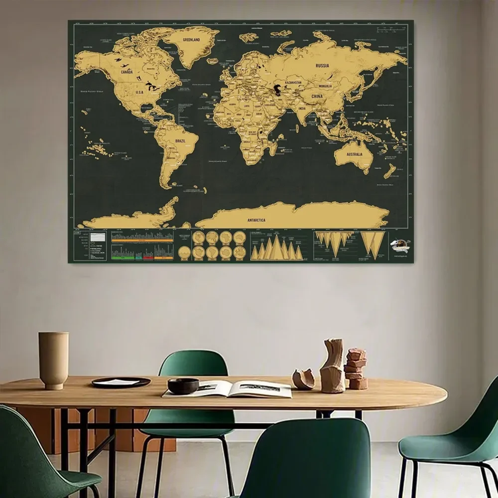 

Best selling Amazing World Scratch Maps With National Flags Deluxe Gold Scratch Off Layer Visual Travel Scratch Maps As Gifts