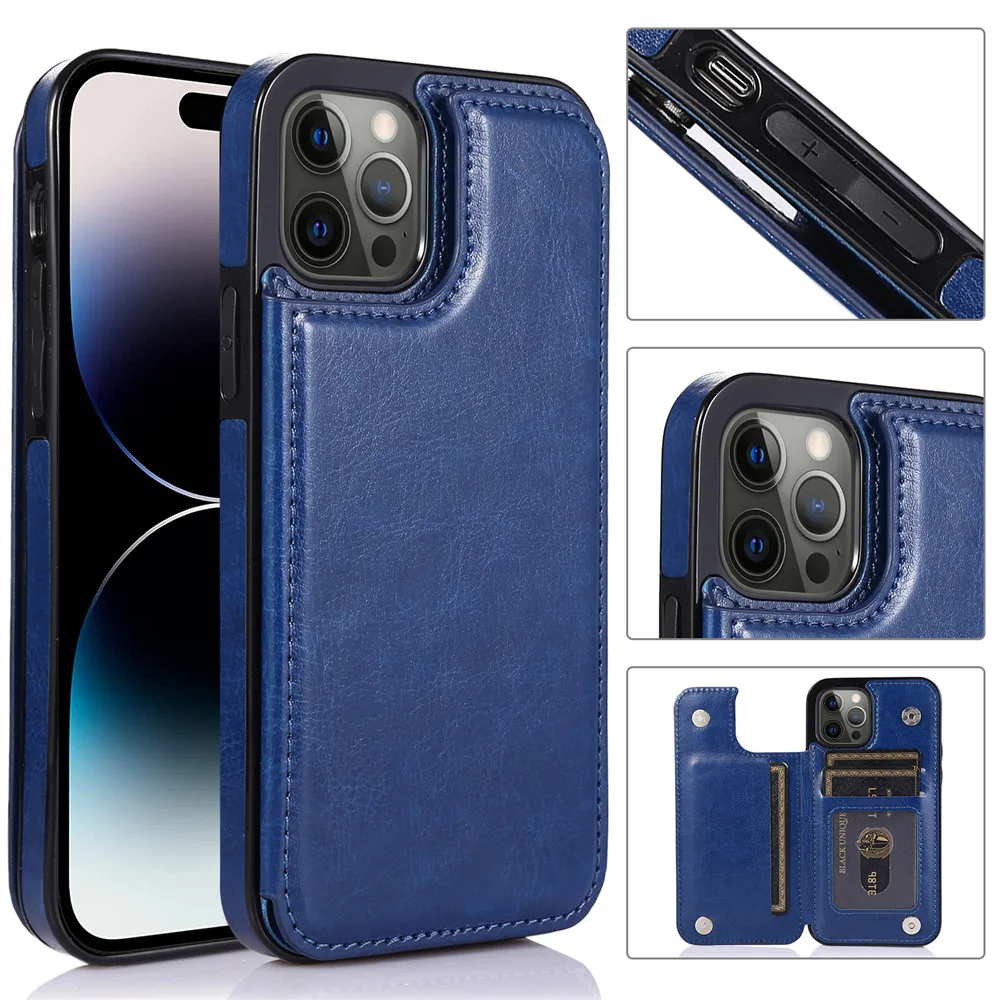 Luxury Retro Leather Wallet Case with Card Slots and Flip Cover
