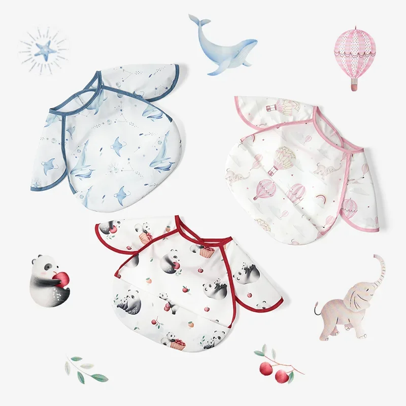 Waterproof Baby Bibs Angel Wings Danish Wheat Eating Bibs Non-washable Feeding Smock For Infants And Toddlers