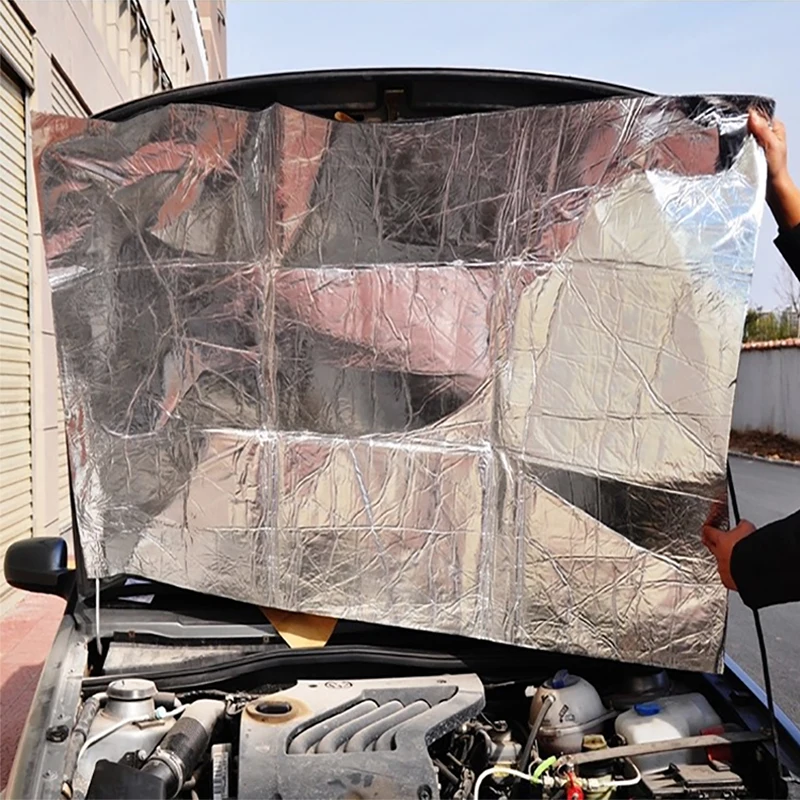 Car Bonnet Acoustic Heat Insulation Cotton Aluminium Foil Anti-vibration Cushion Sound-absorbing Cotton Backing Self-adhesive