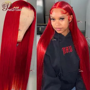 Лидер продаж, красный прямой парик из человеческих волос 13x 6/13x 4, бразильский красный парик из человеческих волос 99J, на сетке спереди, для женщин, парик с прозрачной сеткой Remy 180