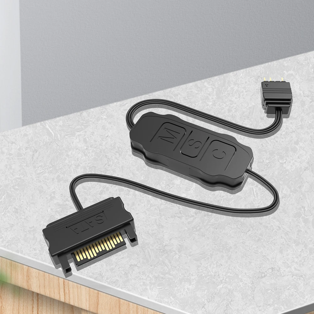 COOLMOON RGB Controller Cable SATA To 5V 3 Pin ARGB Controller Adapter SATA Power Supply AURA SYNC for Cooling Fan Light Strips