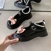 Women's Banquet Bowknot Thick-soled Shoes Spring and Autumn Fashion New Round Toe Solid Color Casual Mary Jane Shoes 2