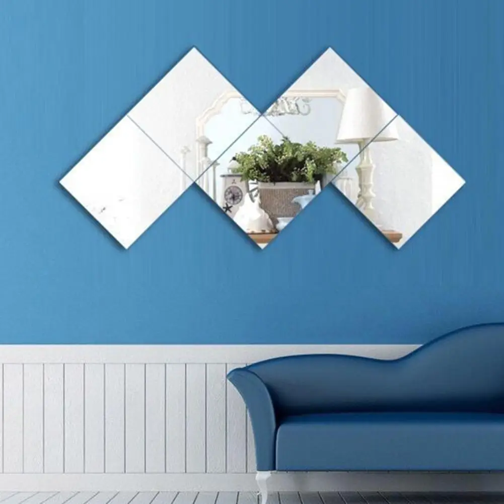 Mirror Sticker Flexible Waterproof Bathroom Mirror Decal Reflect Clear Acrylic Square Home Sticker Home