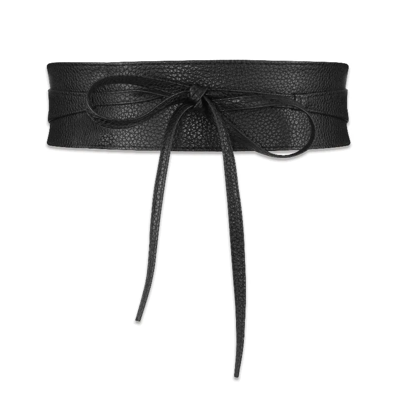 Black Dress Leather Bowknot Wide Belts