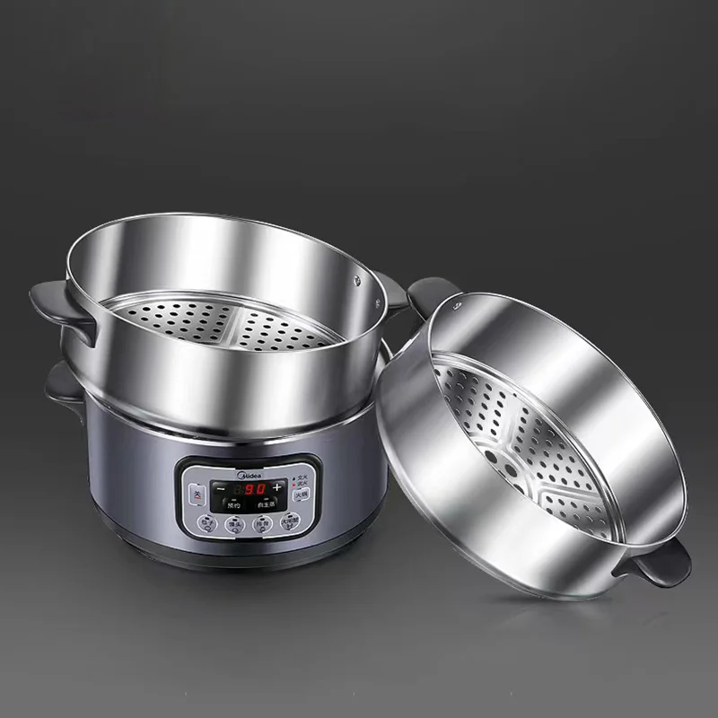 Household Three-layer Food Steamer Machine Stainless Steel Steam Cooker Electric Steamer Rice Noodle Roll Steamer Home Appliance
