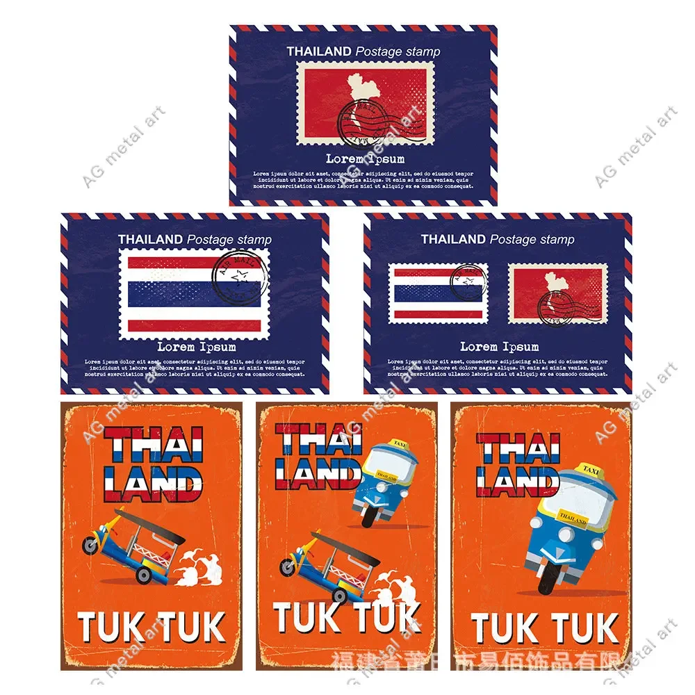 

Thai Style Retro Tin Painting Modern Restaurant Wall Decoration Painting Shop Home Decoration Tin Painting Issued on Behalf