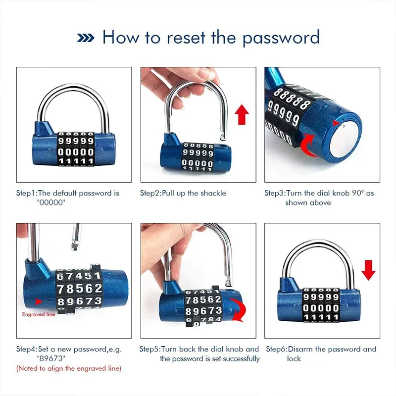 Combination Door Lock 5 Digital Password Zinc Alloy Motorcycle Padlock for Locker Room Cabinet Student Drawer Bike Bolt