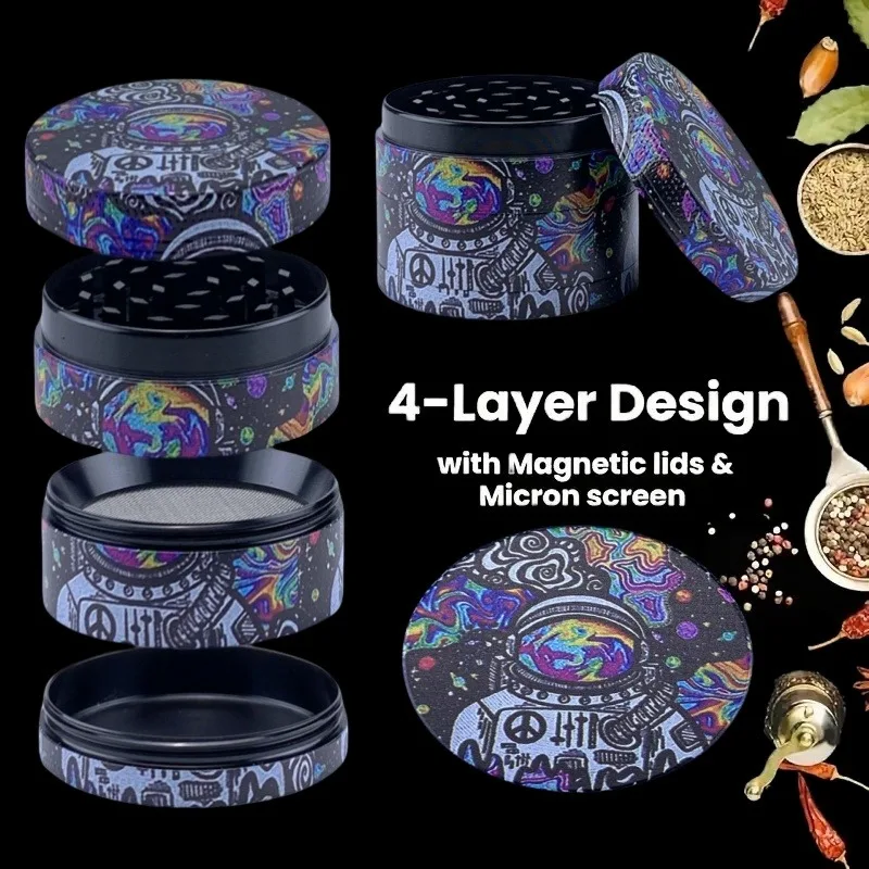 1.6/2/2.5 Inch Astronaut Herb Grinder 4-layer Manual Tobacco Grinder Zinc Alloy Cigarette Cigar Grass Mills Smoking Accessories