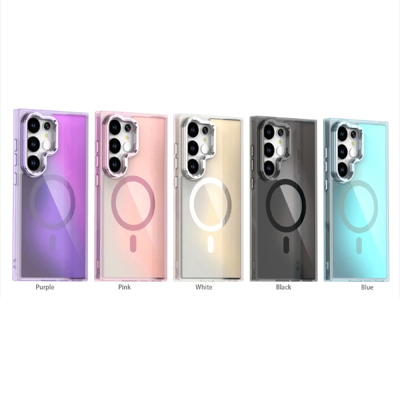 Magsafe Magnetic Luxury Solid Color Lens Holder Phone Case - Premium Back Cover