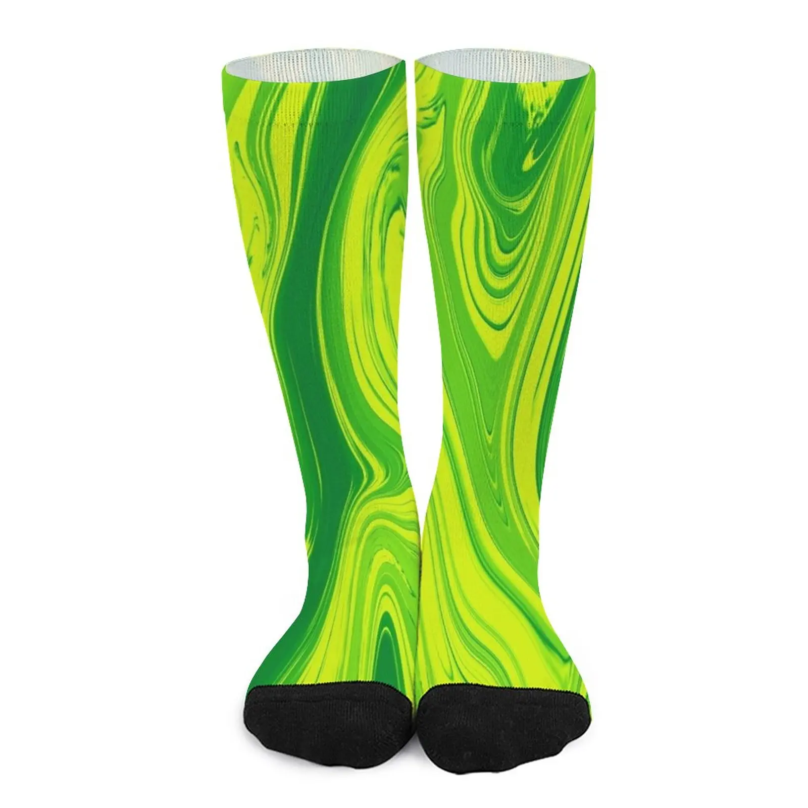 Lime Green Liquid Marble Swirls Socks socks for man Stockings man hiking виброхвост helios shaggy green lime 8 5 см 5 шт hs 16 010