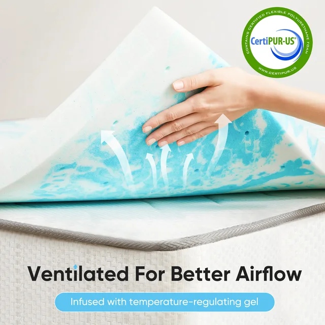 JHK 2-3 Inch Gel Memory Foam Mattress Topper Full Size Cooling Mattress Soft and Breathable Bed Topper School Bedroom Furniture 2