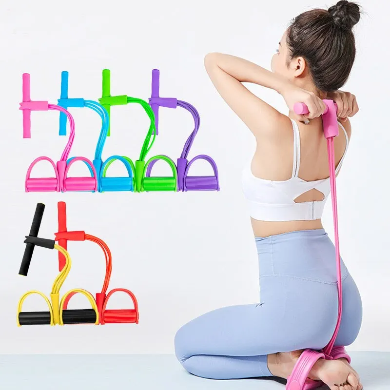 Fitness Resistance Bands Multi Function Tension Rope Bands 4 Tube Elastic Pedal Puller