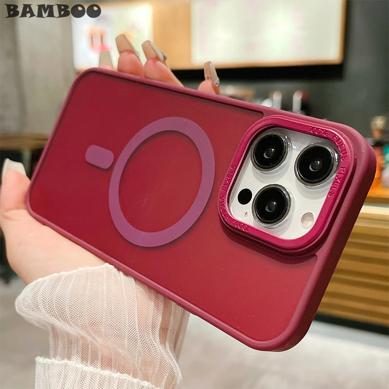 

Fashion Skin Feel Matte Transparent Anti-drop Magsafe Case for iPhone 14 Plu 13 12 11 Pro Max Shockproof Clear Cover Fundas Capa