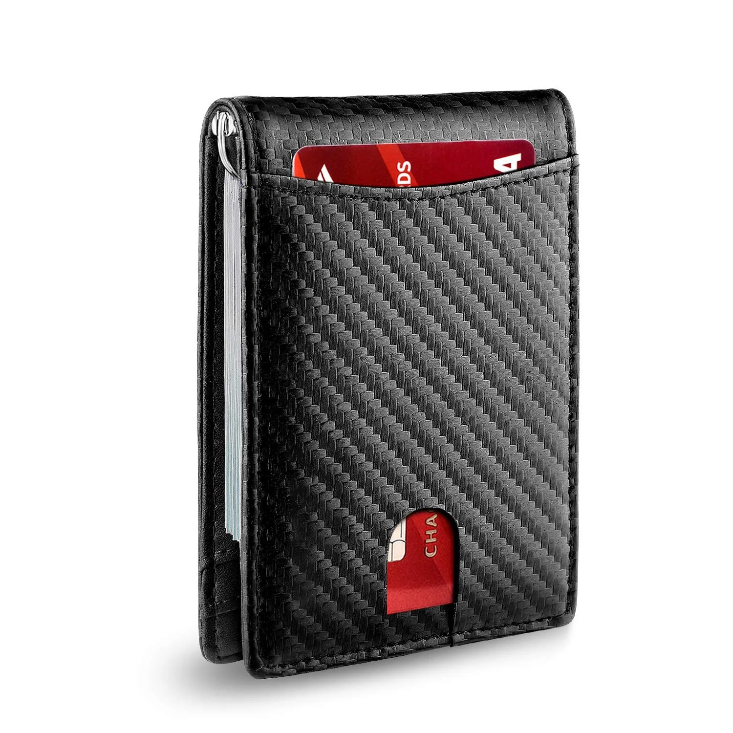 PU leather slim smart wallet for men with money credit card clip mini RFID blocking leather mens thin wallet card holder credit card holder synthetic leather wallet metal money clip