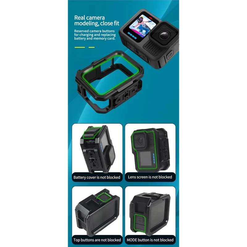 Cage métallique GoPro Hero 13/12/11/10/9 avec support filtre M52 et griffe froide