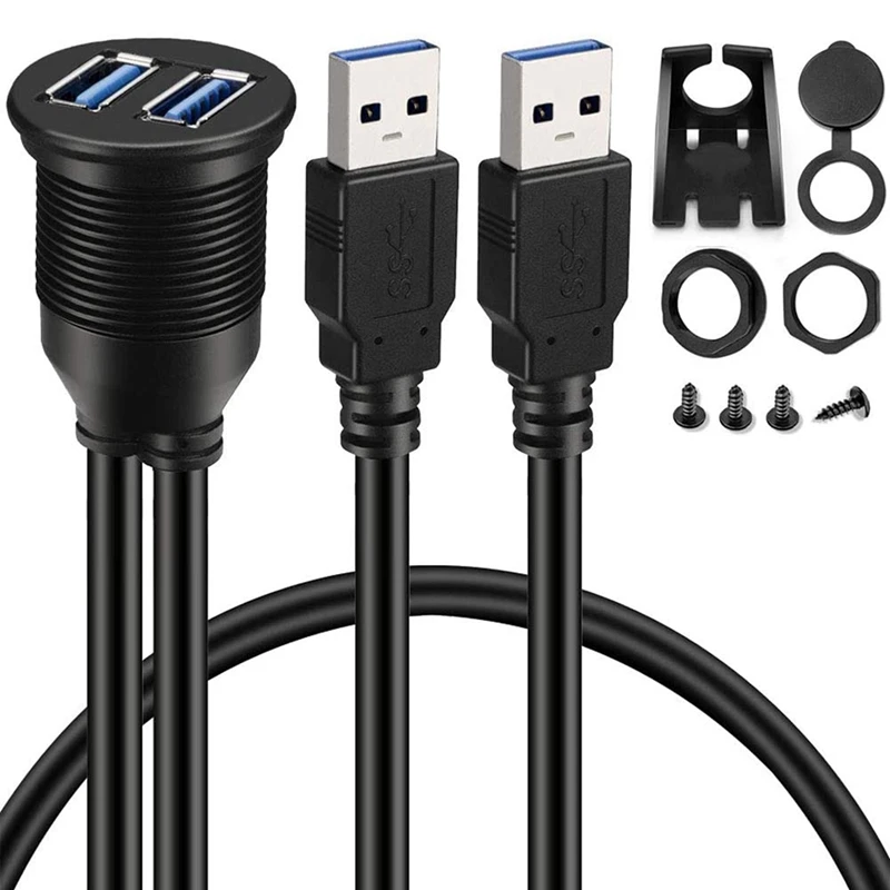 

2 шт., Удлинительный кабель для автомобиля, 2 порта USB 3,0