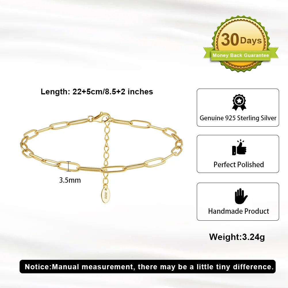 KISS MANDY 925 Silver Vintage Rhombus Chain Anklet for Women Fashion Summer Beach Foot Bracelet Classic Anklet Jewelry SA82