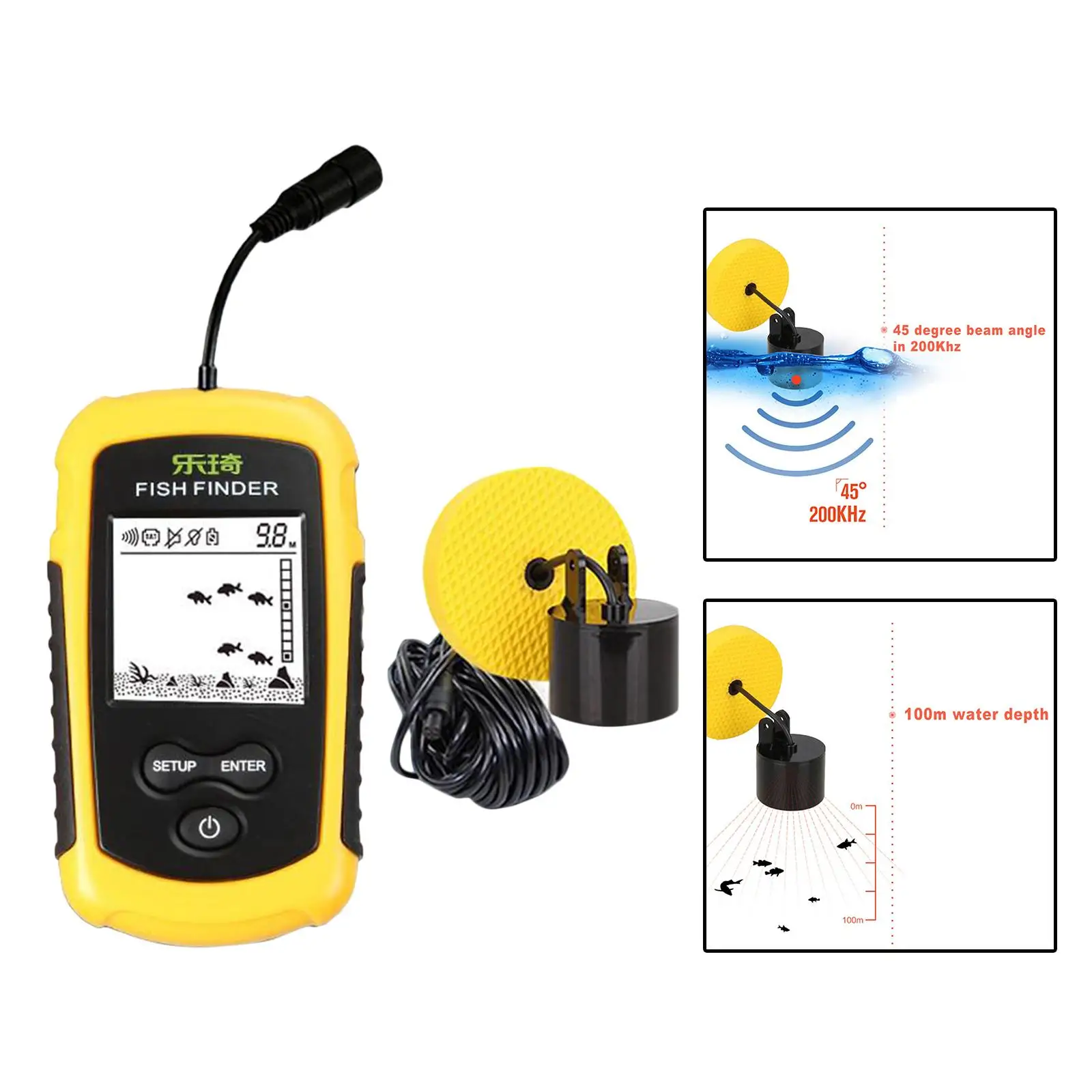 Fish s Alarm Portable Sonar LCD Fishing Lure Bait Sounder Carp