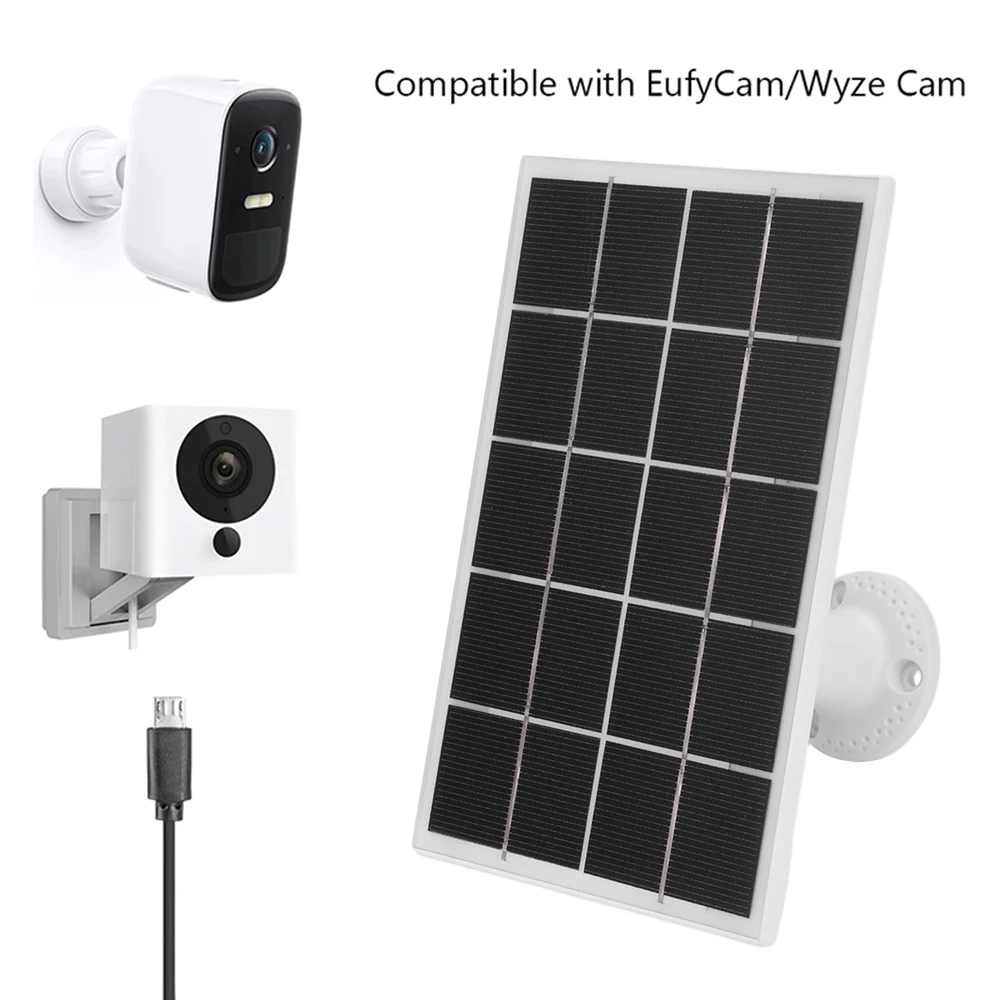 5V 8W Solar Panels For Eufy Eufycam Micro+ Type-C/DC5521 Wall Mount Waterproof Solar Cell System Outdoor Battery Supply