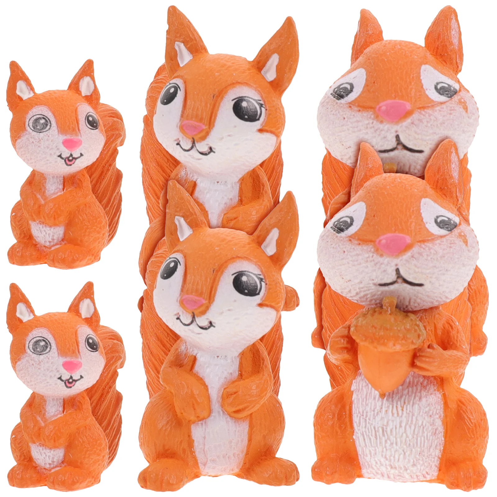 

6pcs Cartoon Squirrel Figurine Miniature Squirrel Statue Decoration for Desktop Flowerpot