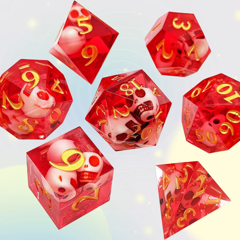 Dadi In Resina Di Colore Rosso Sharp Edge Polyhedral Dnd Dadi D + D Set Di Dadi Per Dungeon E Dragon Pathfinder Gioco Di Ruolo (Rpg)/Mtg