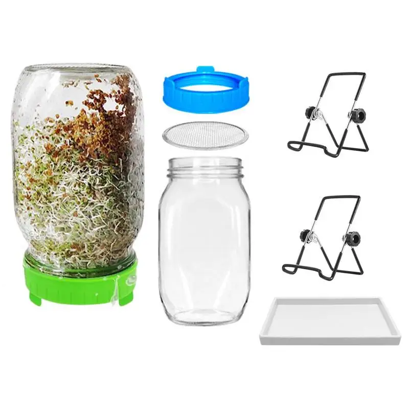 

Sprouting Kit Mason Jar Stainless Steel Kitchen Sprouting Lids And Stands Seed Sprouter Set Organic Healthy Fresh Wide Mouth