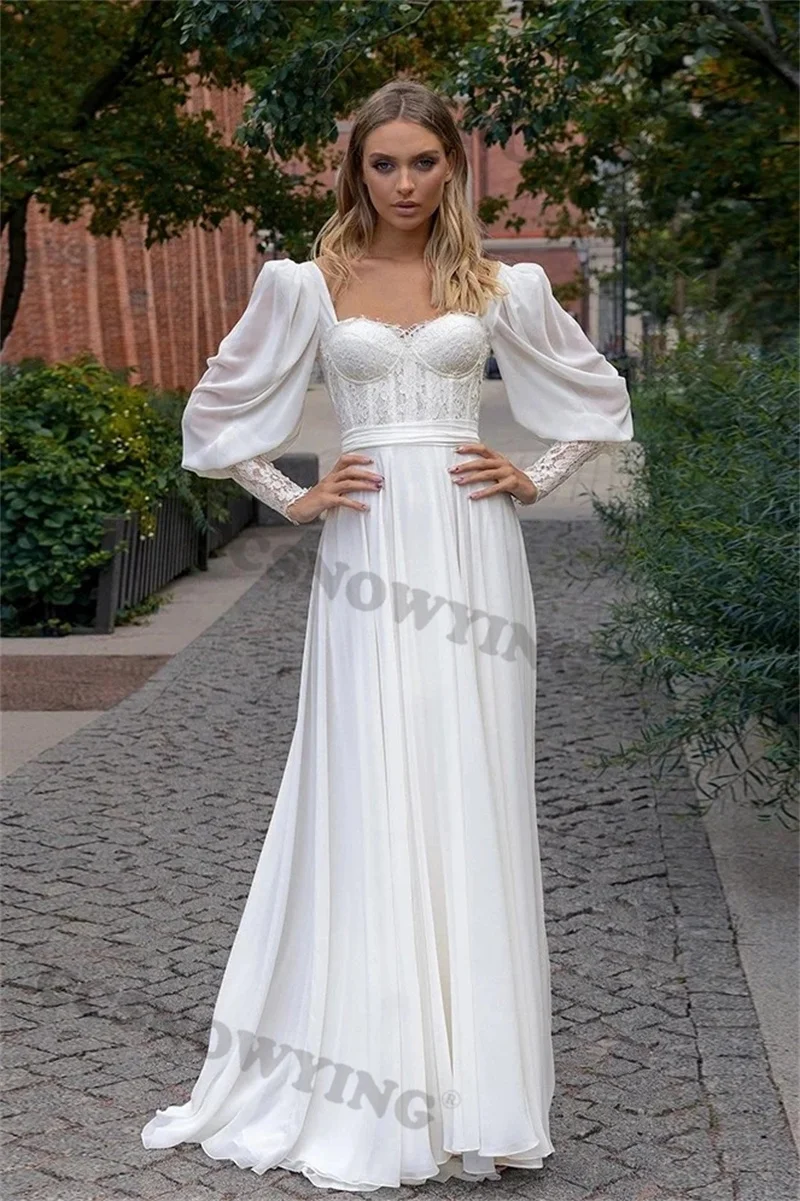 

Simple Solid Color Muslim Evening Dresses Long Sleeve Islamic Formal Party Gowns Square Collar Women Arabic Robes De Soirée