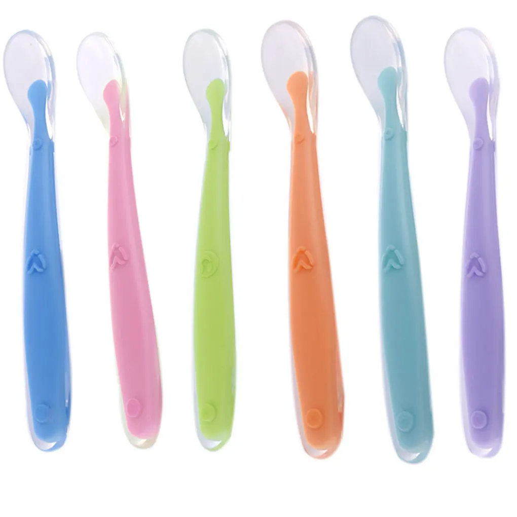 Baby Soft Silicone Spoon Candy Color Spoon Children Food Baby Feeding Dishes Safety Feeder Children Eating Training Spoon 2