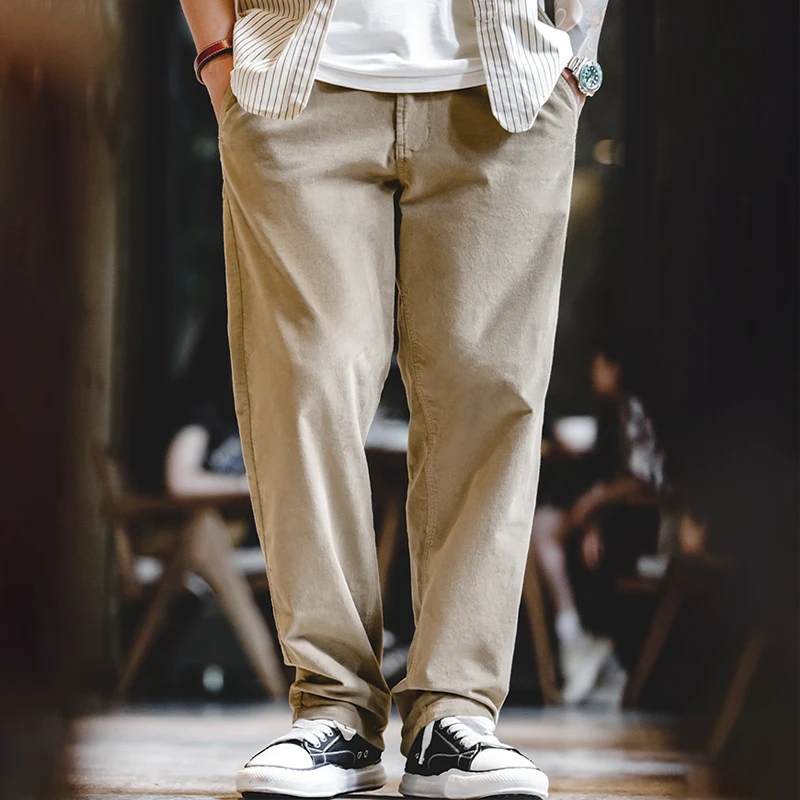 

Maden Vintage Corduroy Gurkha Pants for Men Neapolitan Double Pleated Straight Leg Pants 2023 Autumn Casual Khaki Trousers