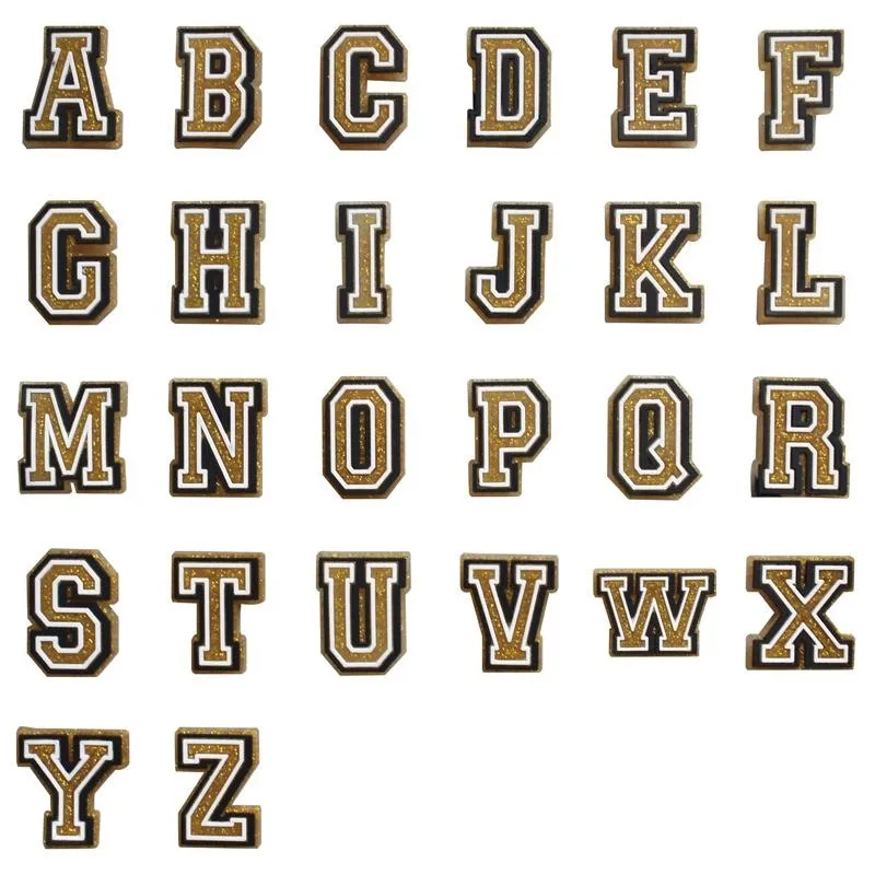 

1pcs Pins for Crocs Charms Shoes Accessories Gold Letter Decoration Jeans Women Sandals Buckle Kids Favors Men Badges