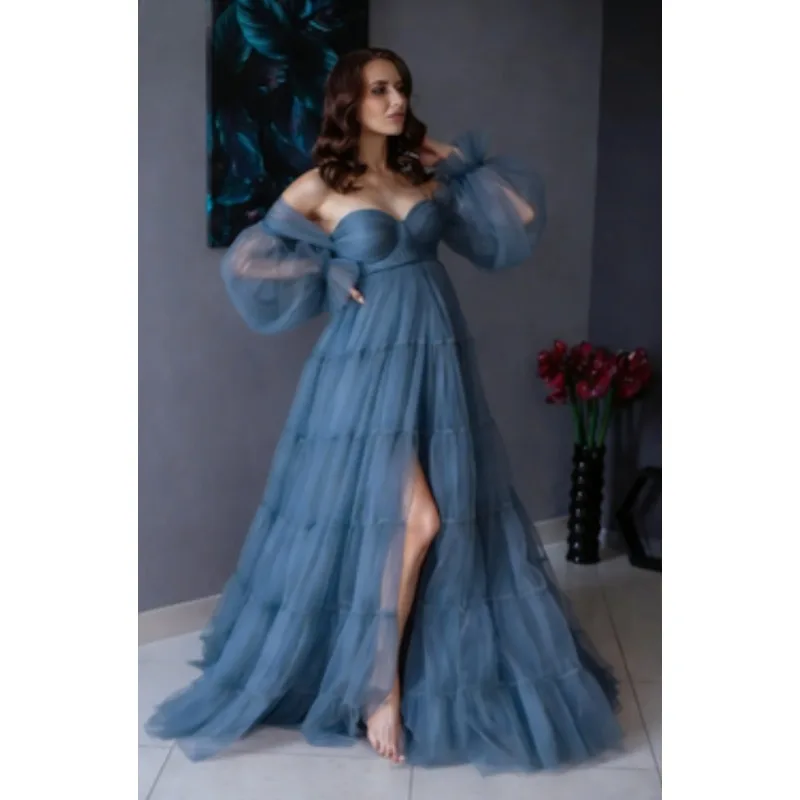 فستان لجلسات تصوير الأمومة | فستان كورسيه منفوش مع...